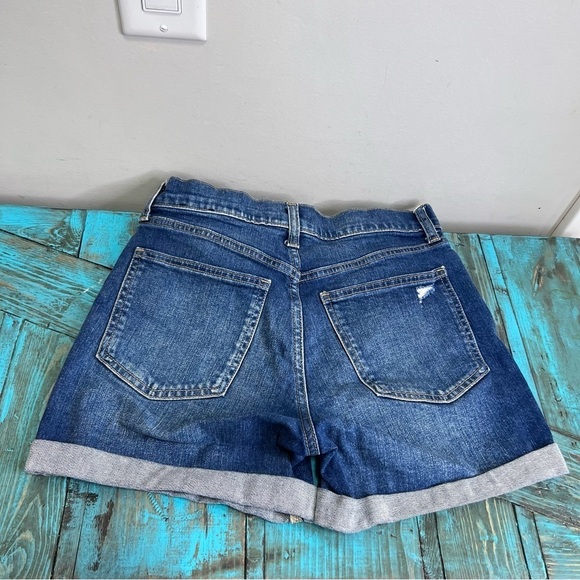 Gap Denim Distressed Jean High Rise Shorts Rolled Cuff Size 25 - Picture 7 of 13